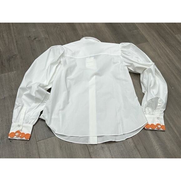 NWT Hale Bob Womens Shirts Embroidered Long Sleeve Button Up Crop White Size XS - Picture 2 of 10